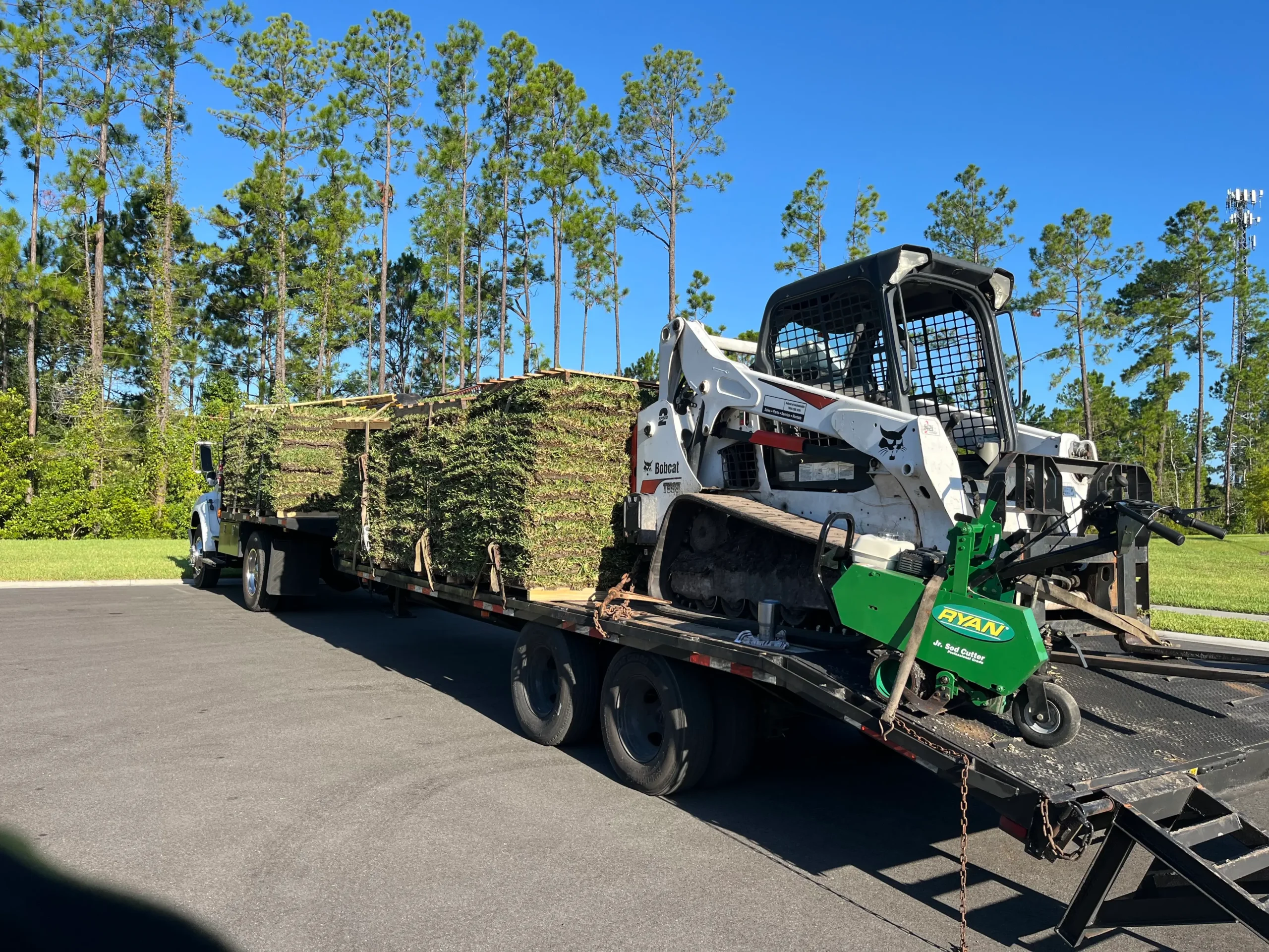 Residential lawn with fresh sod